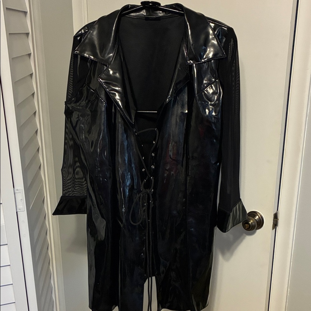 Allure Glossy Black Women's Trench Coat